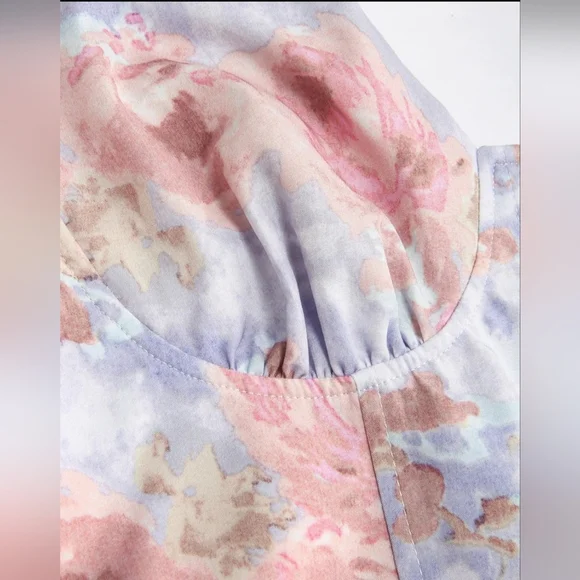 CIDER Illusion Ruched Floral Midi Dress. Size L. NWT - Picture 4 of 10